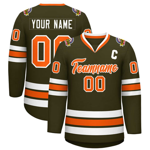 Custom Olive Orange-White Classic Style Hockey Jersey