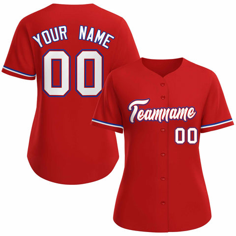 Custom Red White Red Classic Style Baseball Jersey for Women