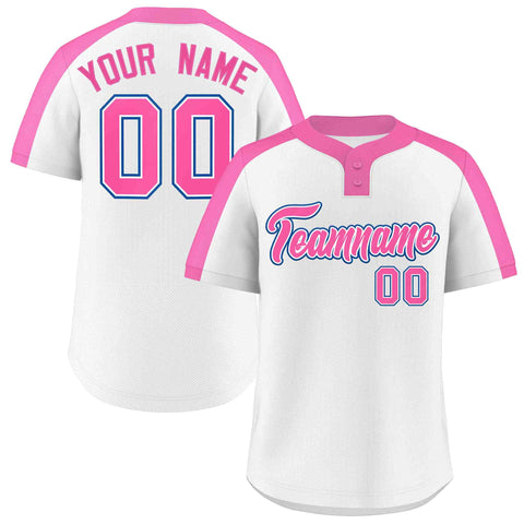 Custom White Pink-White Classic Style Authentic Two-Button Baseball Jersey
