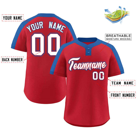 Custom Red White-Red Classic Style Authentic Two-Button Baseball Jersey