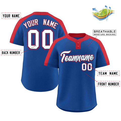 Custom Royal White-Royal Classic Style Authentic Two-Button Baseball Jersey
