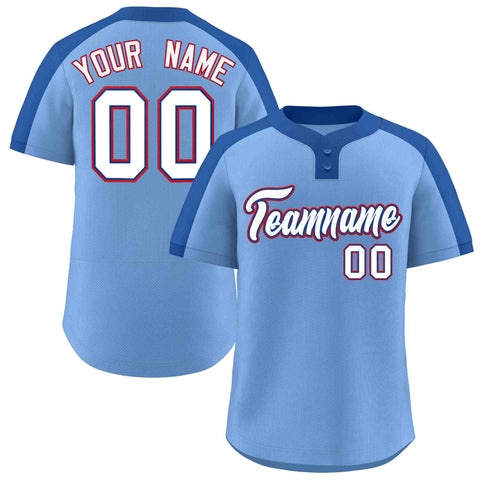 Custom Light Blue White-Royal Classic Style Authentic Two-Button Baseball Jersey