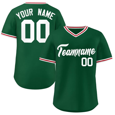 Custom Green Classic Style V-Neck Authentic Pullover Baseball Jersey