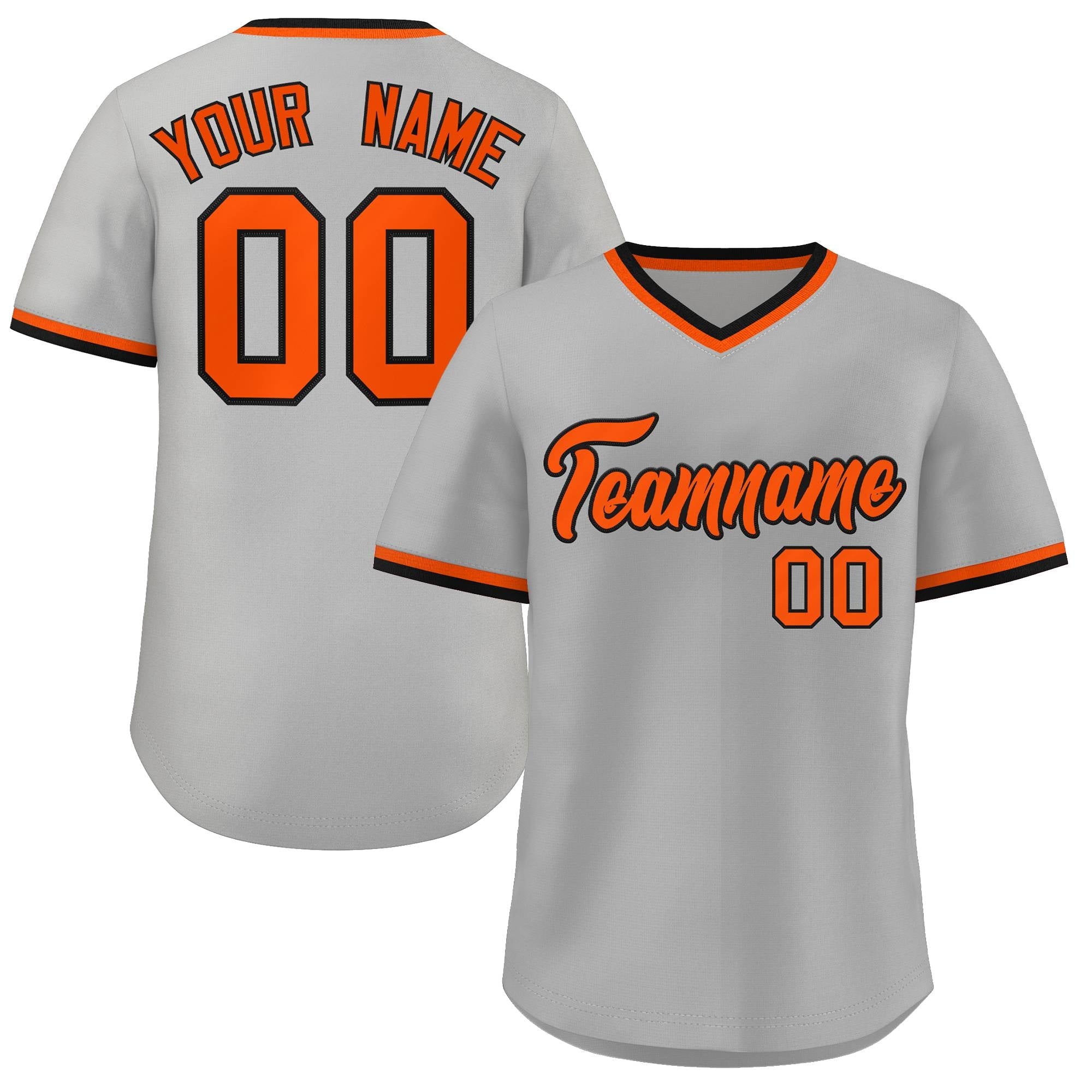 Custom Pinstripe Baseball Jersey Gray Black Orange-Black Authentic -  FansIdea