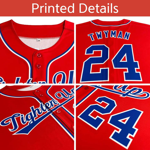 Custom Royal White Red Texas Flag Color Block Authentic Baseball Jersey