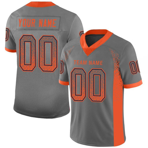 Custom Gray Orange-Navy Drift Fashion Mesh Authentic Football Jersey