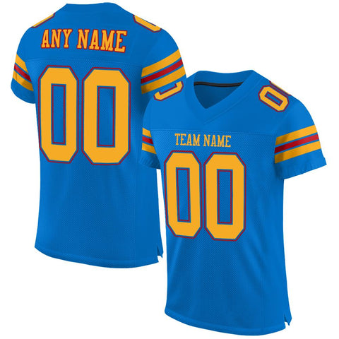 Custom Panther Blue Gold-Red Classic Style Mesh Authentic Football Jersey