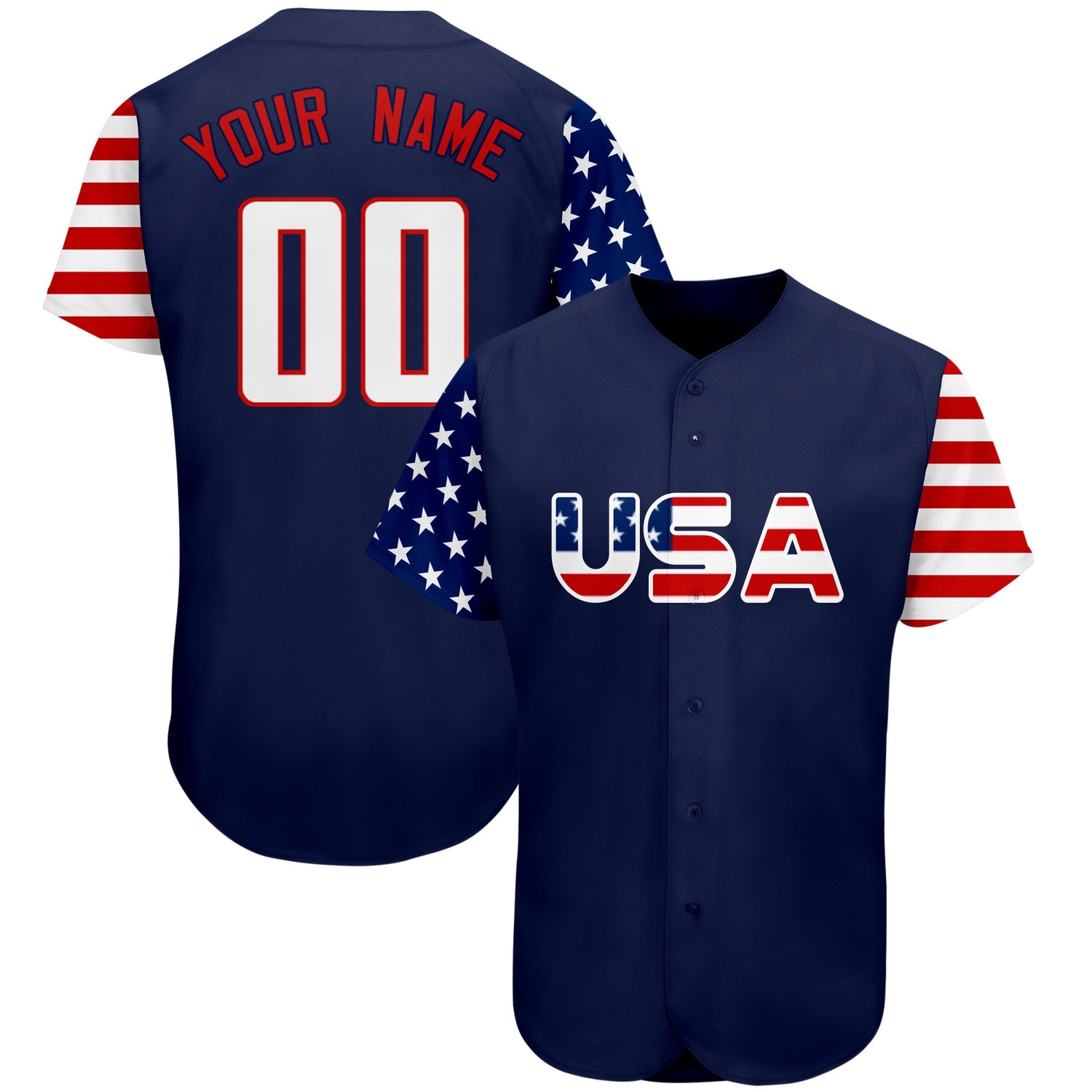 Custom American Flag Baseball Jersey