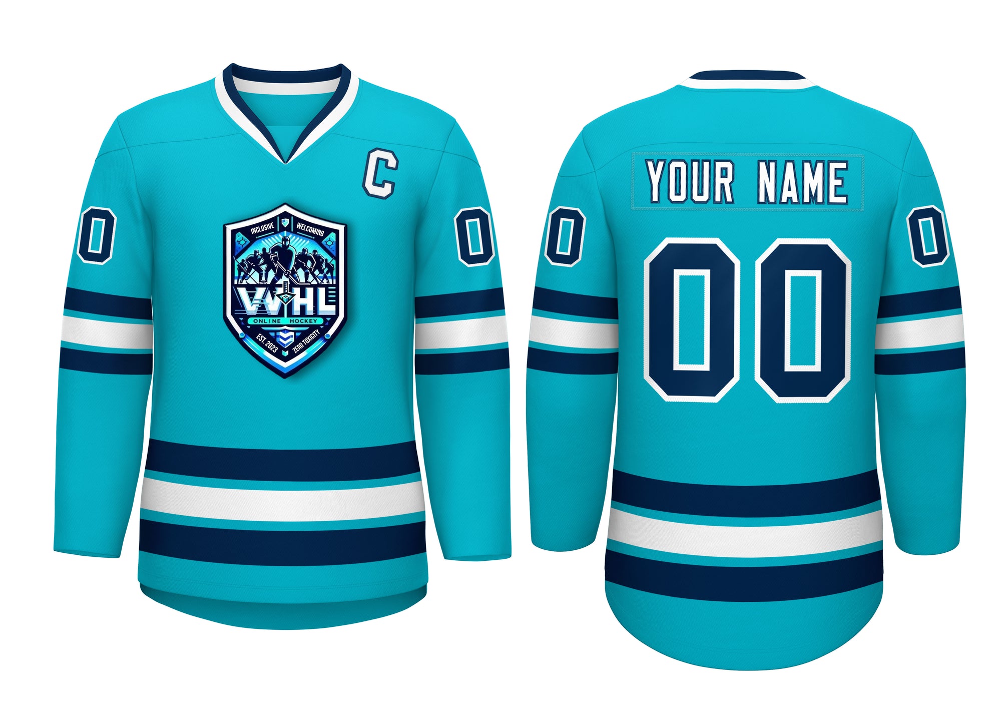 VVHL Custom Teal White Hockey Jersey