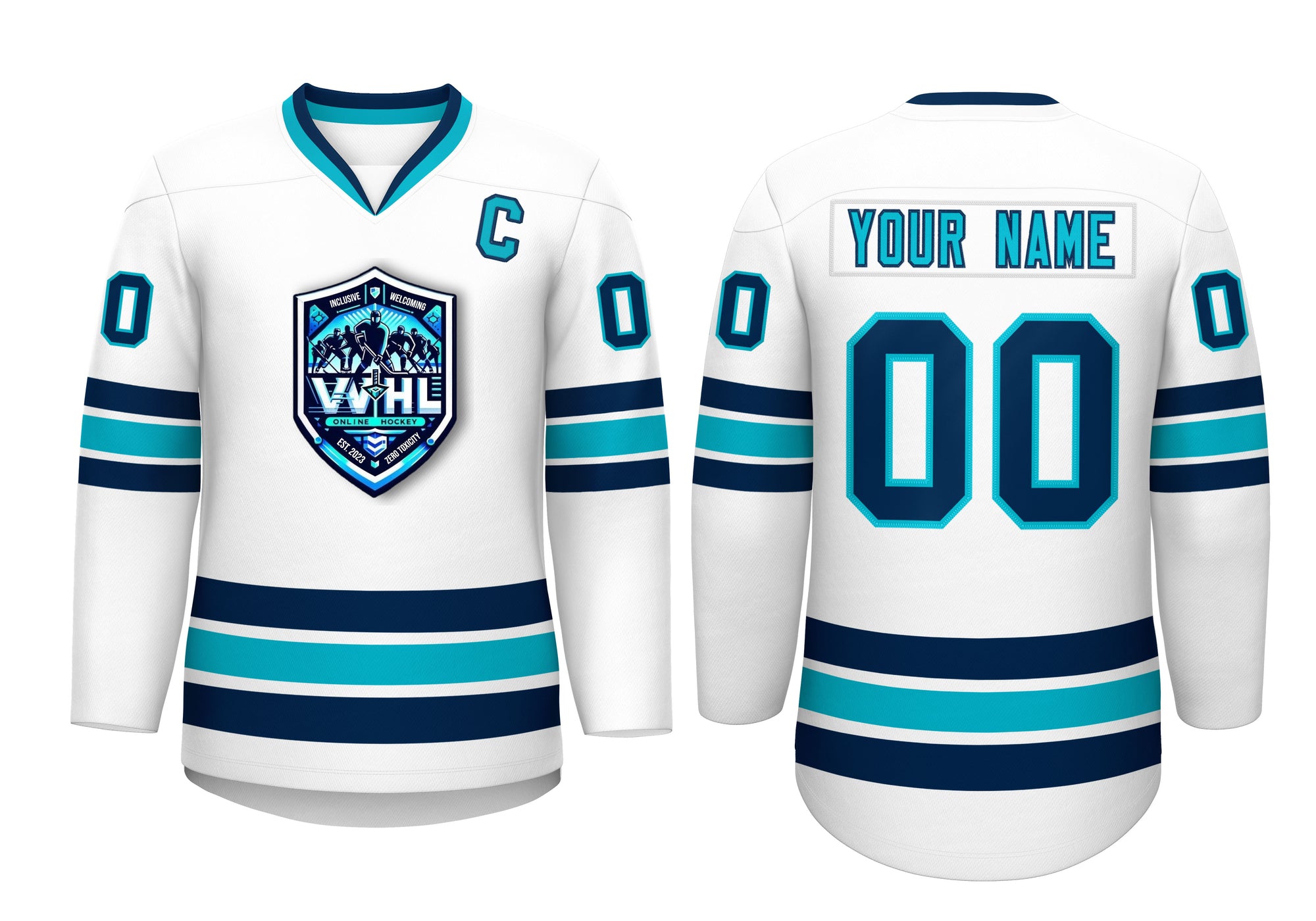 VVHL Custom Teal White Hockey Jersey