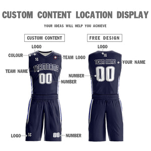 Custom Navy White Double Side Sets Design Sportswear Basketball Jersey