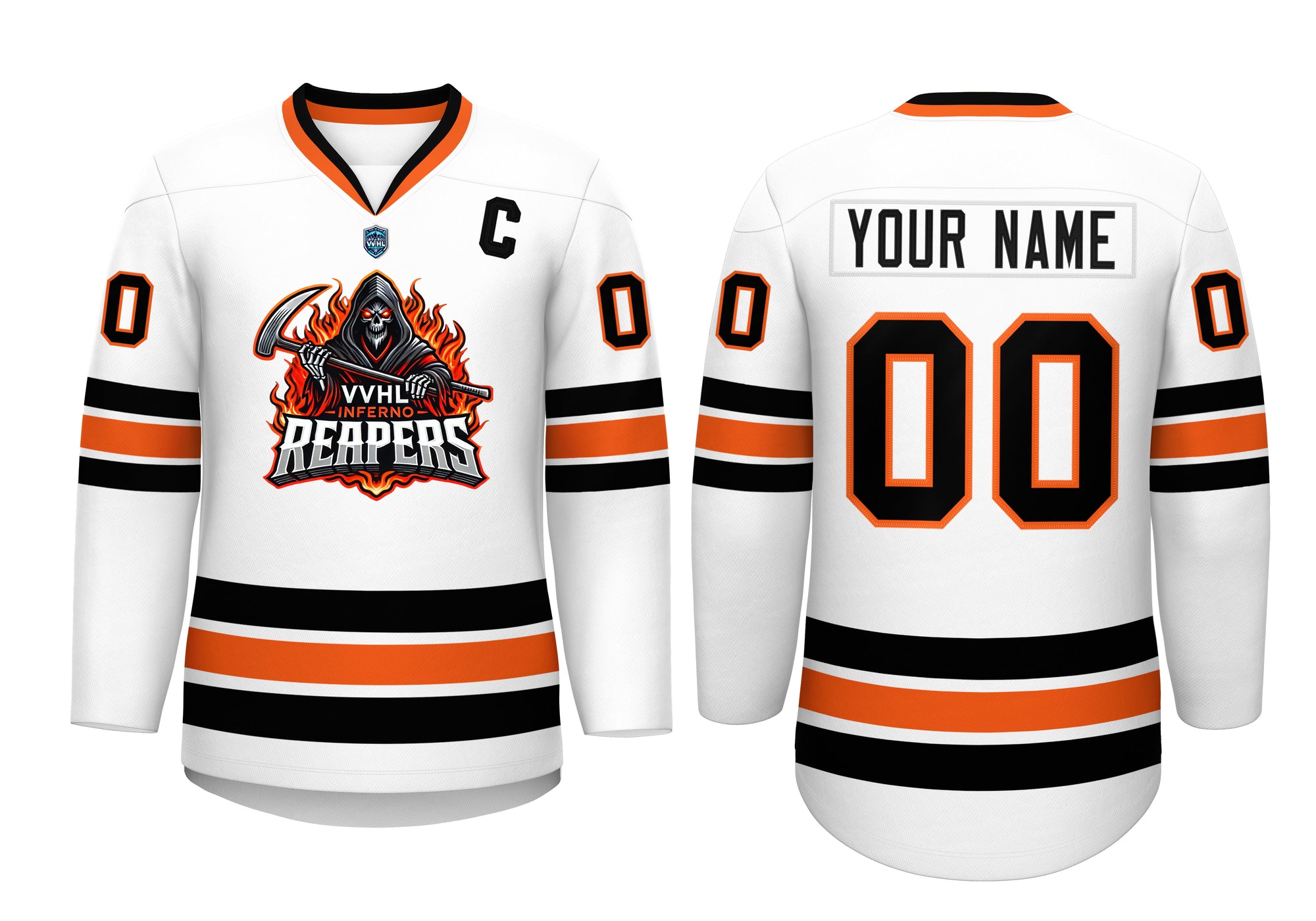 VVFL Custom Inferno Reapers Orange White Hockey Jersey