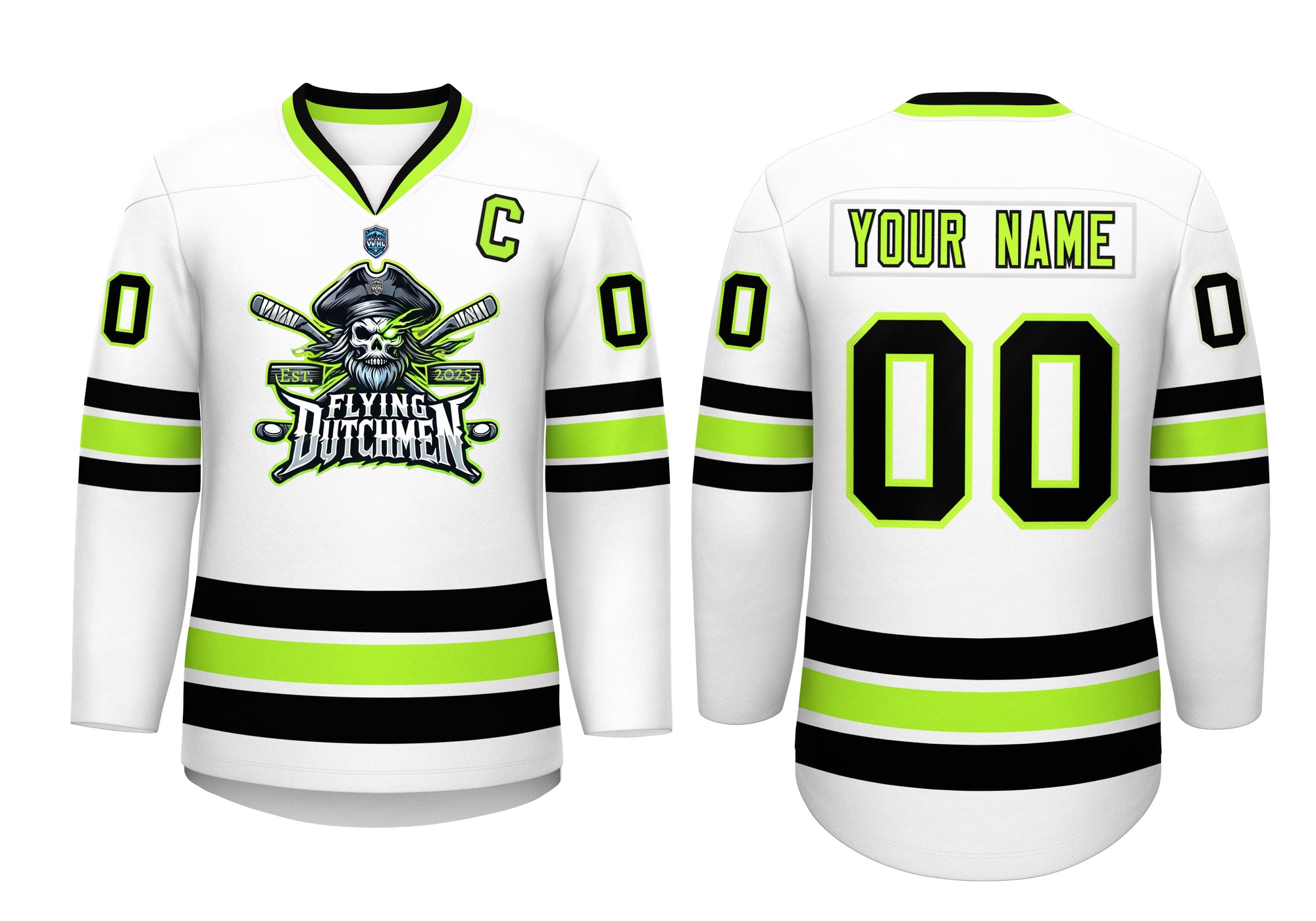 VVHL Custom Flying Dutchmen White Black Hockey Jersey