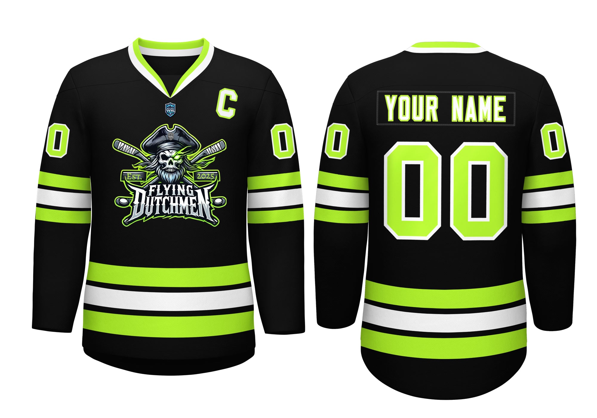 VVHL Custom Flying Dutchmen White Black Hockey Jersey