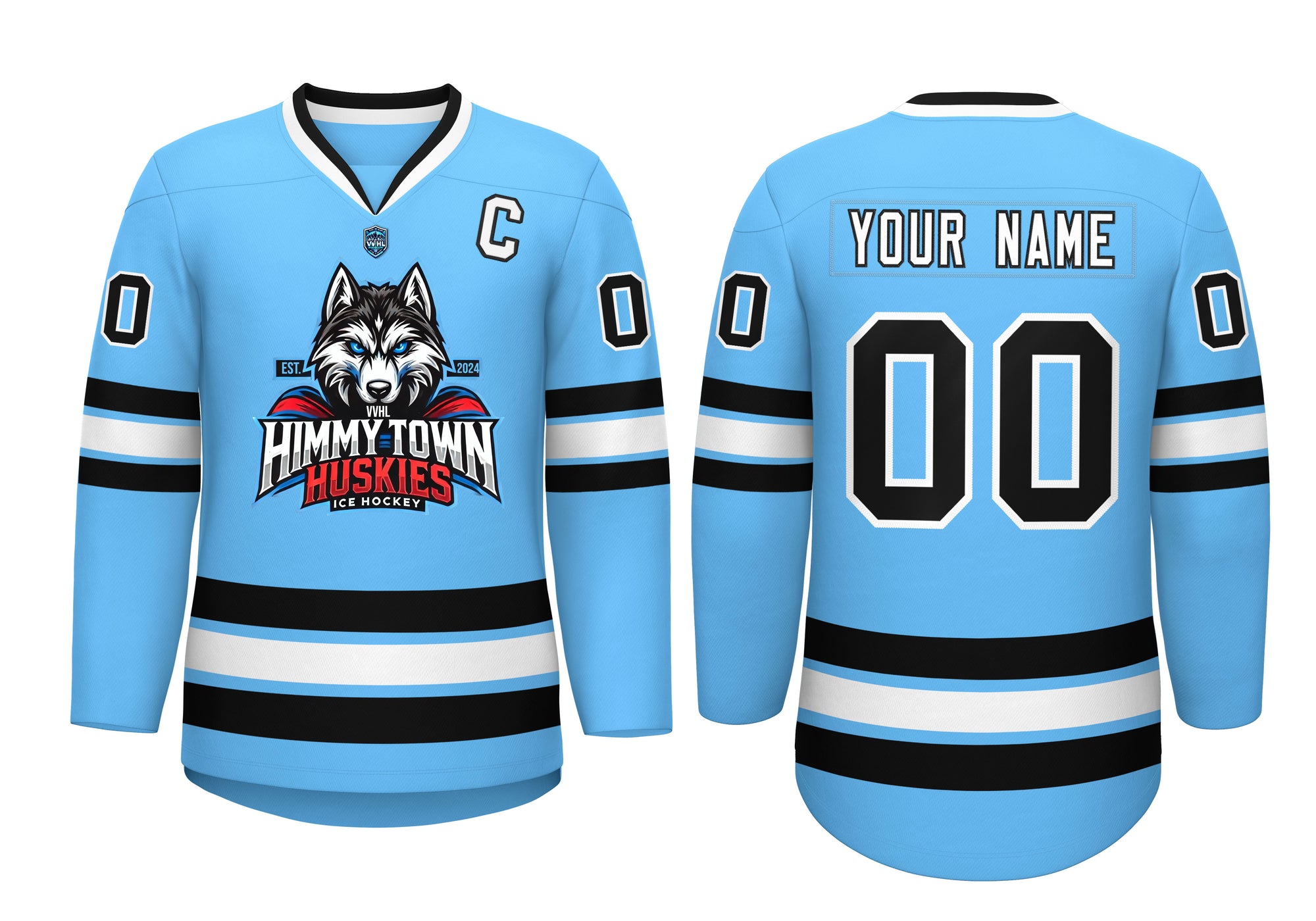 VVHL CustomHimmytown Huskies Blue White Hockey Jersey