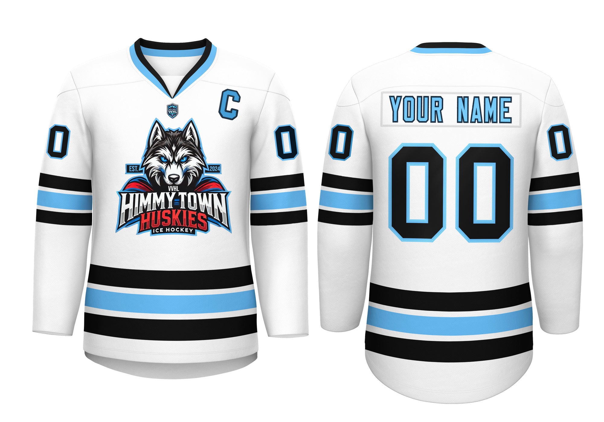 VVHL CustomHimmytown Huskies Blue White Hockey Jersey