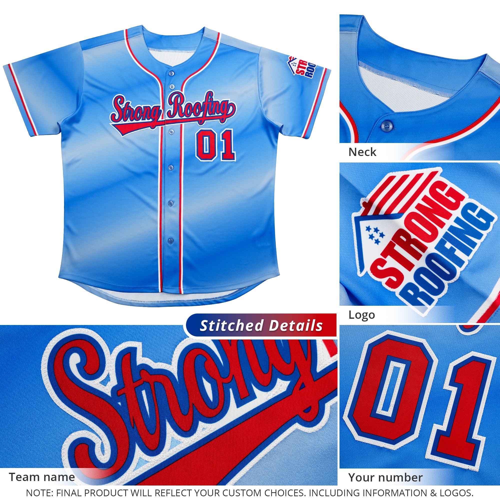 Custom Royal Red-White Gradient Fashion Authentic Baseball Jersey