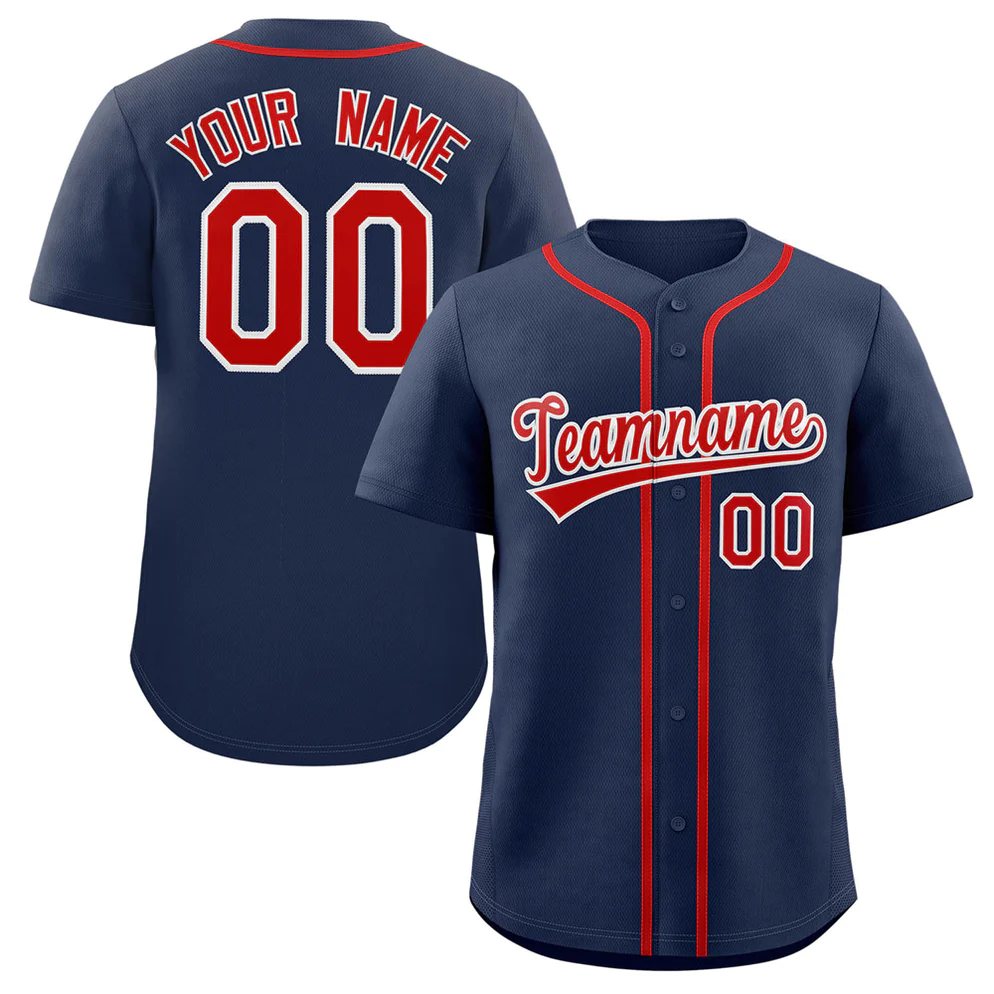 Custom Navy Red-White Classic Style Authentic Baseball Jersey