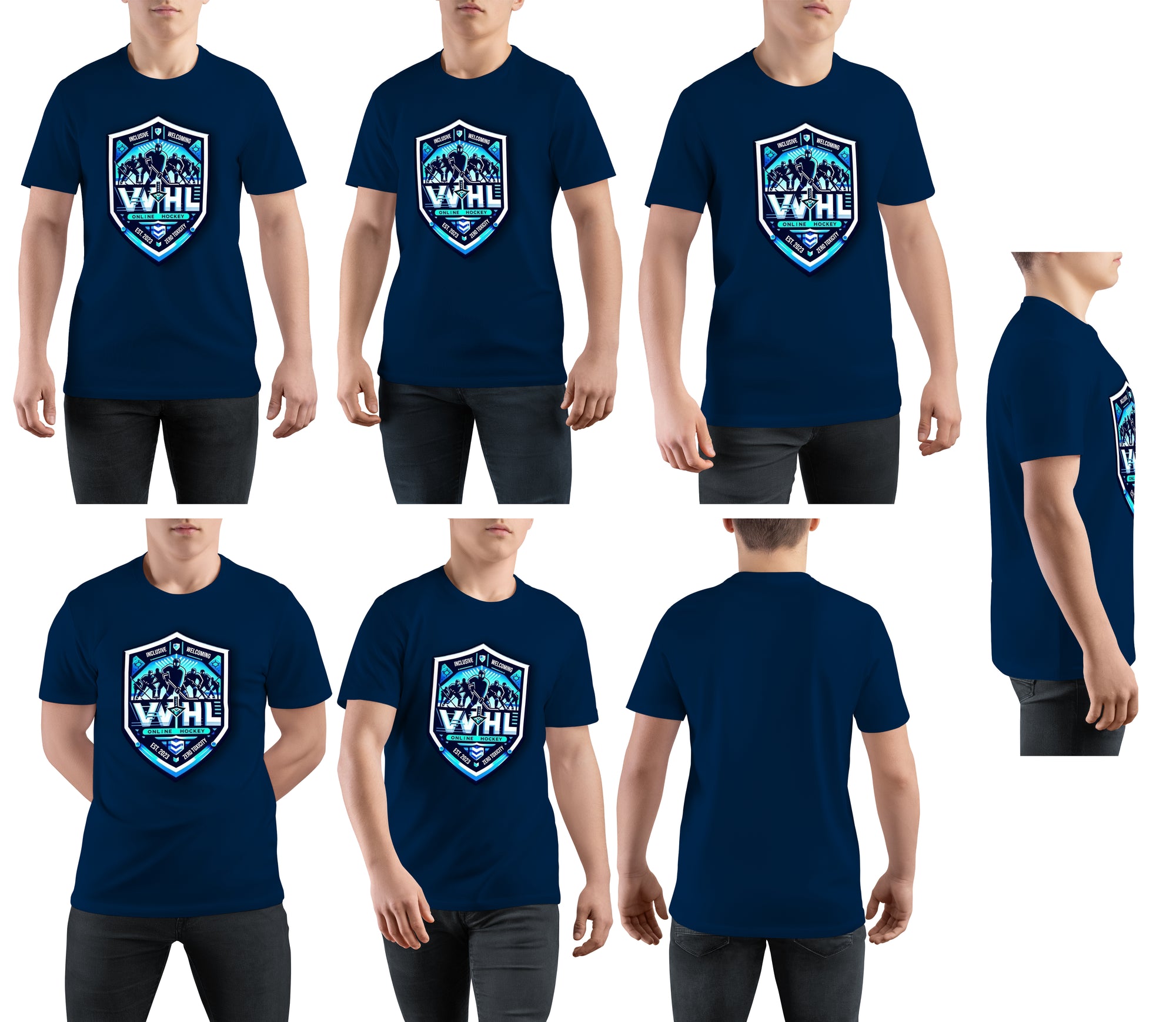 VVHL Custom Navy Navy-White Crew neck T-Shirts