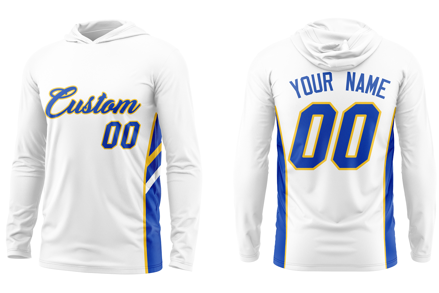 Custom White Hoodie Long Sleeve Shooting Shirt Quick Dry Lightweight