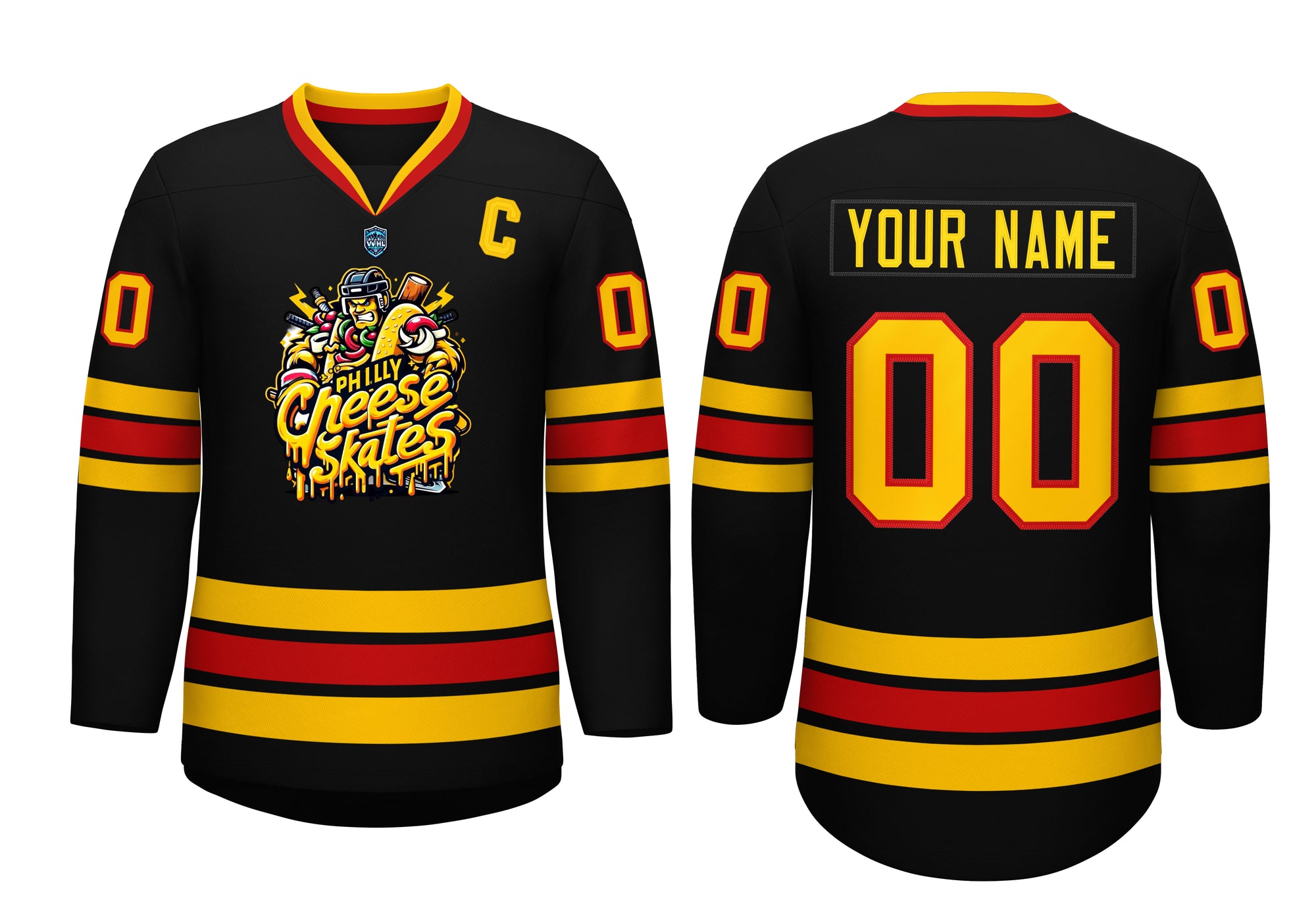 VVFL Custom Philly Cheeseskates Black White Hockey Jersey