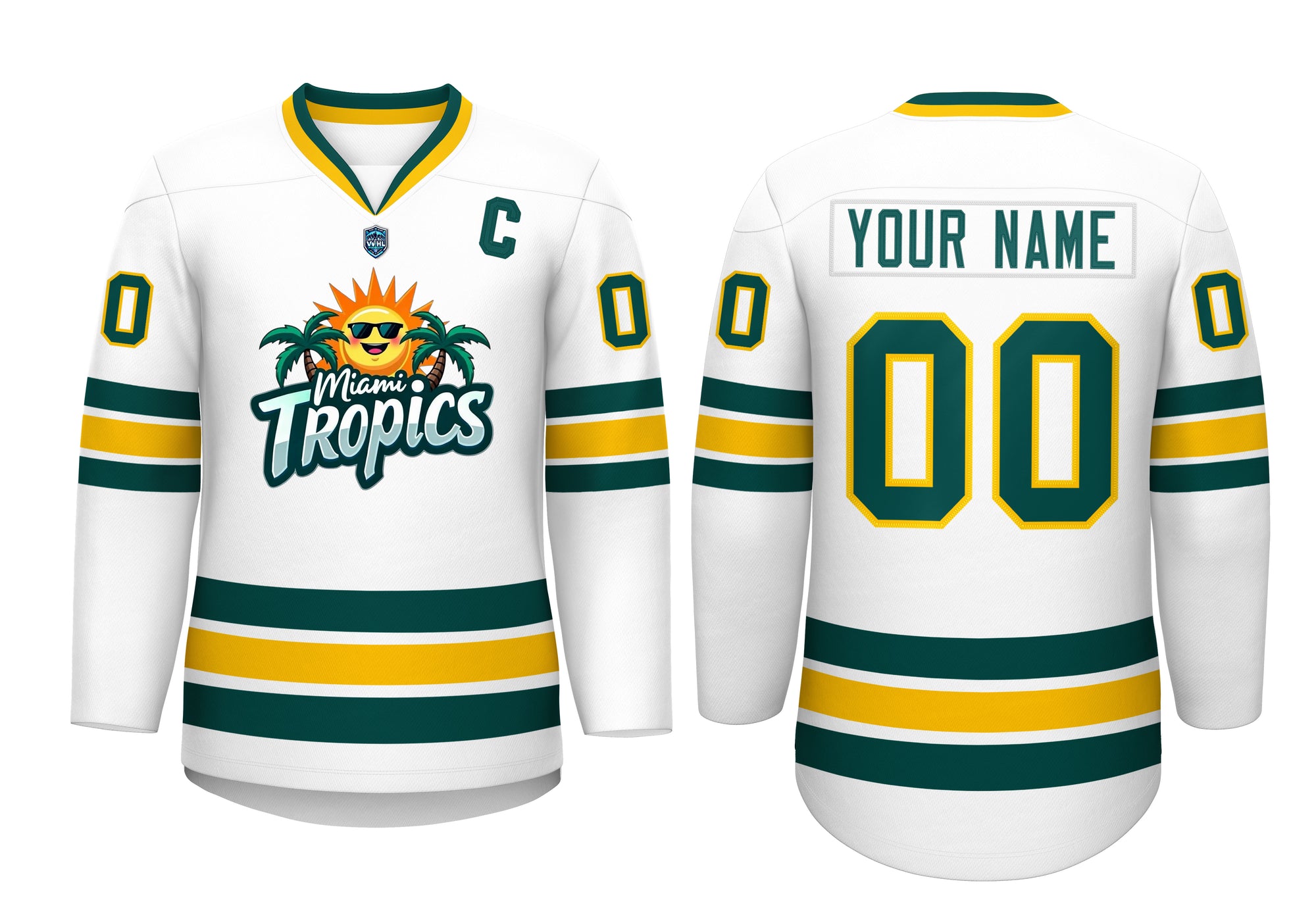 VVFL Custom Miami Tropics Green White Hockey Jersey