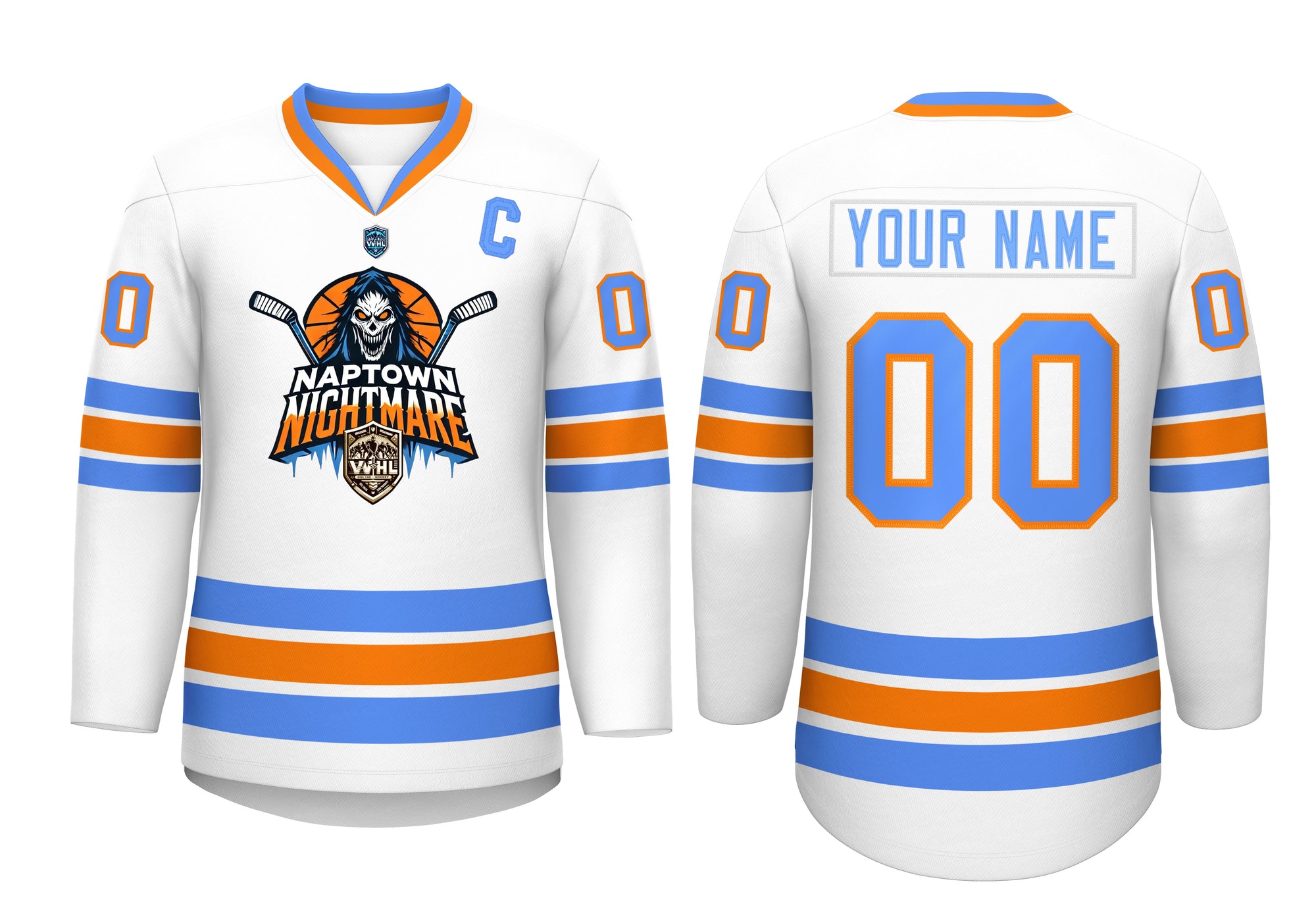 VVHL Custom Naptown Nightmare Blue White Hockey Jersey