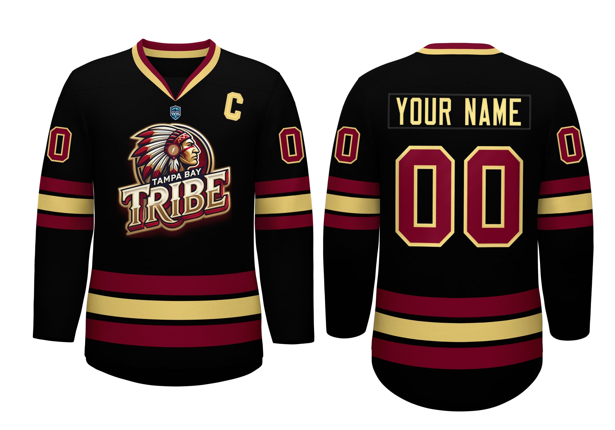 VVHL Custom Tampa Bay Tribe Black White Hockey Jersey