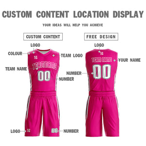 Le double côté blanc rose fait sur commande place le maillot de basket-ball de survêtement