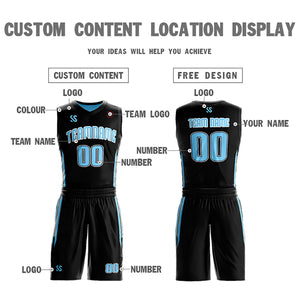 Custom Black Blue Double Side Sets Design Sportswear Basketball Jersey