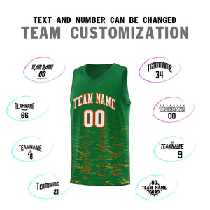 Custom Kelly Green White Personalized Scratches Pattern Sports Uniform Basketball Jersey