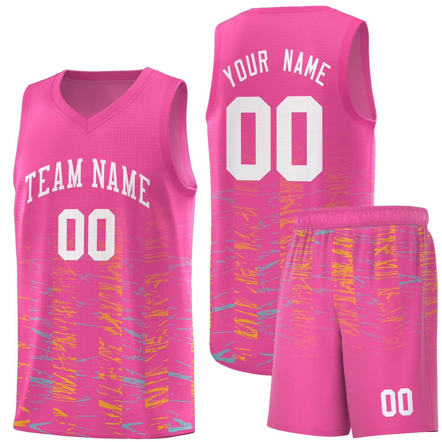 Custom Pink White Personalized Scratches Pattern Sports Uniform Basketball Jersey