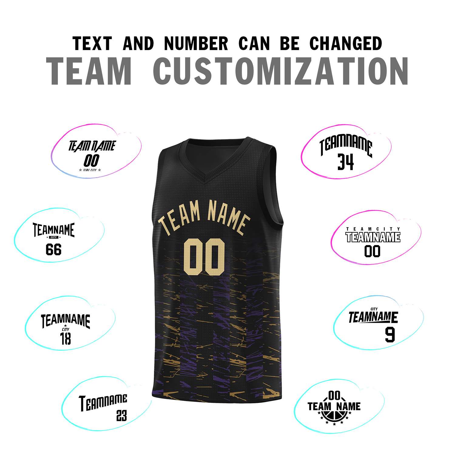 Custom Black Khaki Personalized Scratches Pattern Sports Uniform Basketball Jersey