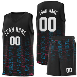 Custom Black White Personalized Scratches Pattern Sports Uniform Basketball Jersey