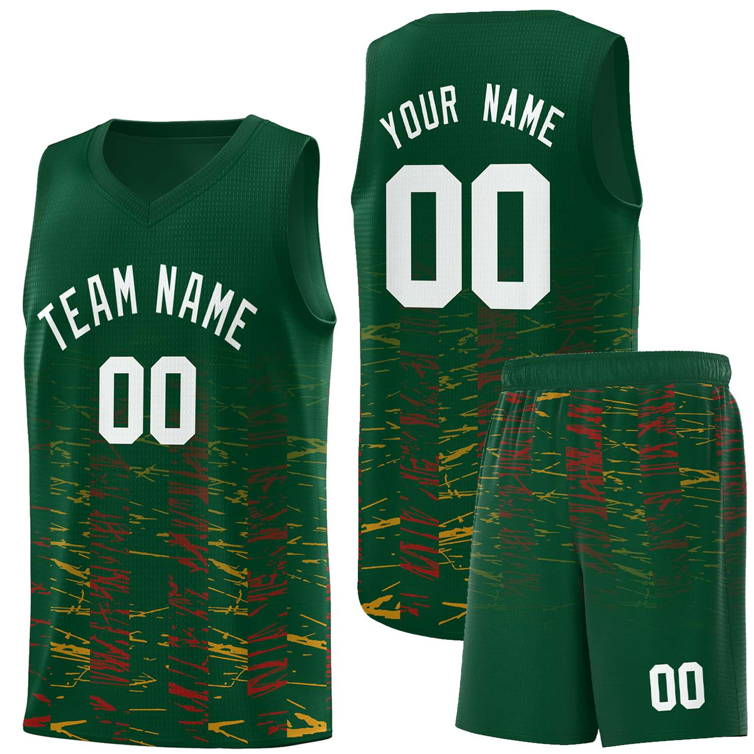 Custom Green White Personalized Scratches Pattern Sports Uniform Basketball Jersey