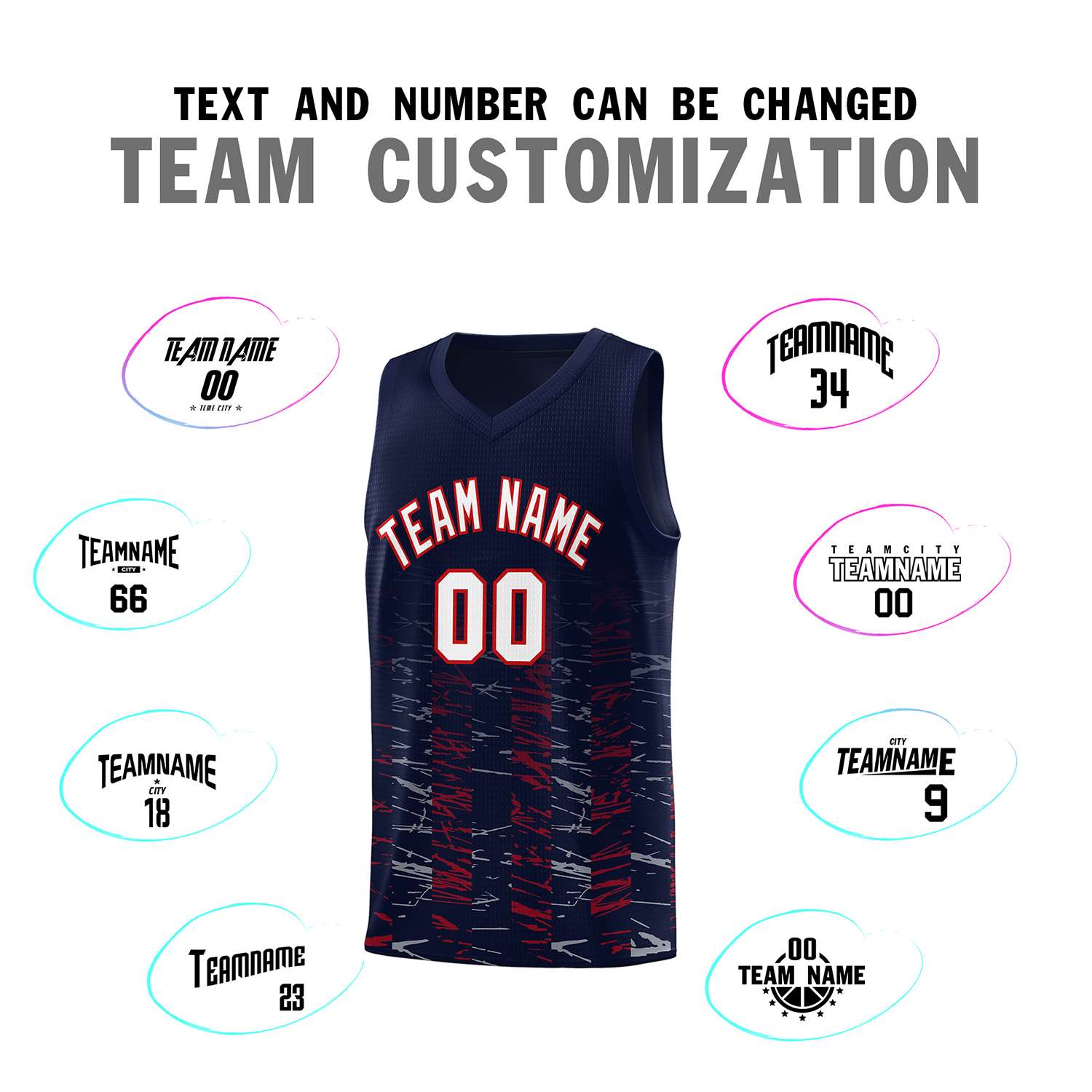 Custom Navy White Personalized Scratches Pattern Sports Uniform Basketball Jersey