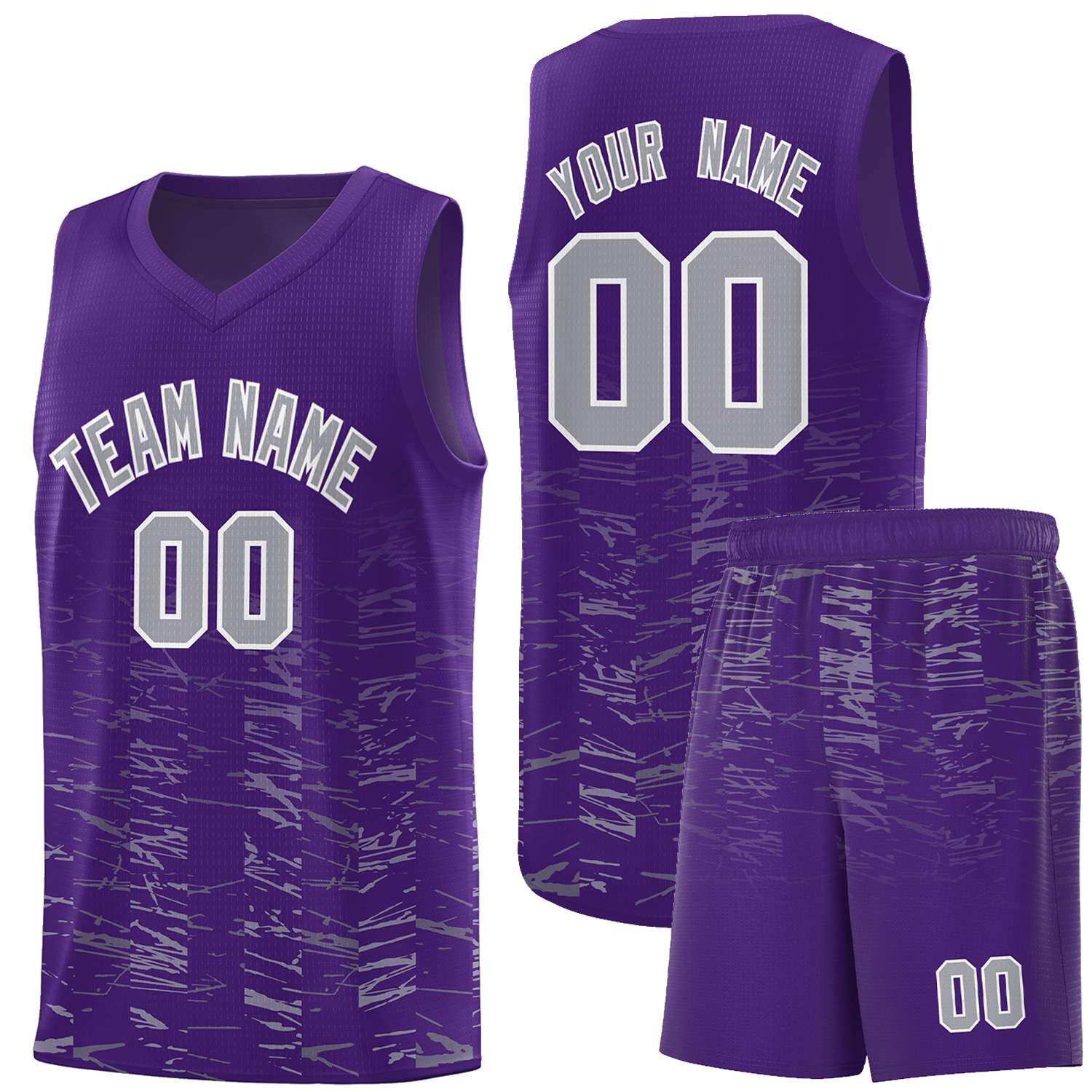 Custom Purple Gray Personalized Scratches Pattern Sports Uniform Basketball Jersey