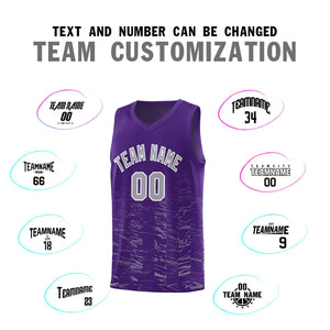 Custom Purple Gray Personalized Scratches Pattern Sports Uniform Basketball Jersey