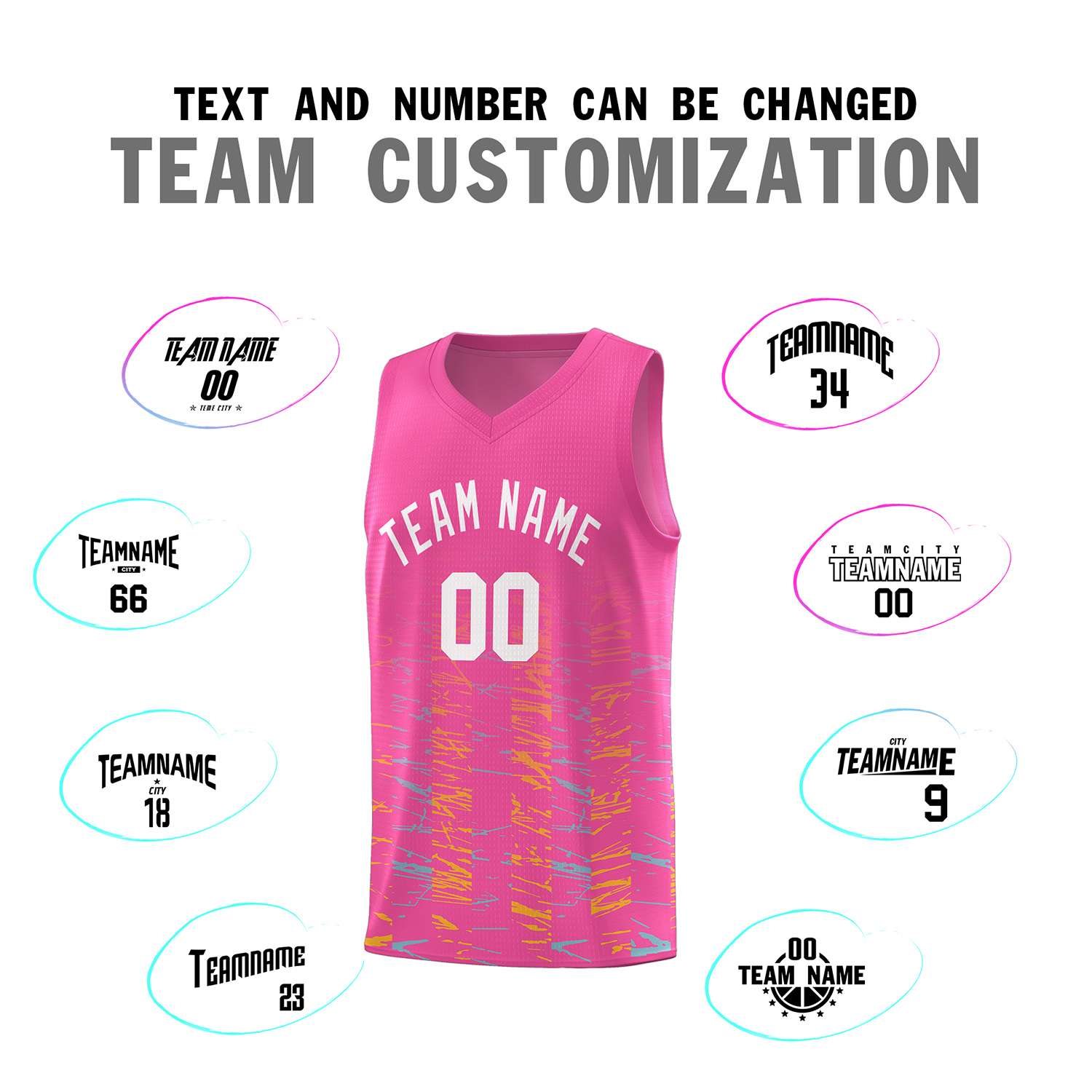 Custom Pink White Personalized Scratches Pattern Sports Uniform Basketball Jersey