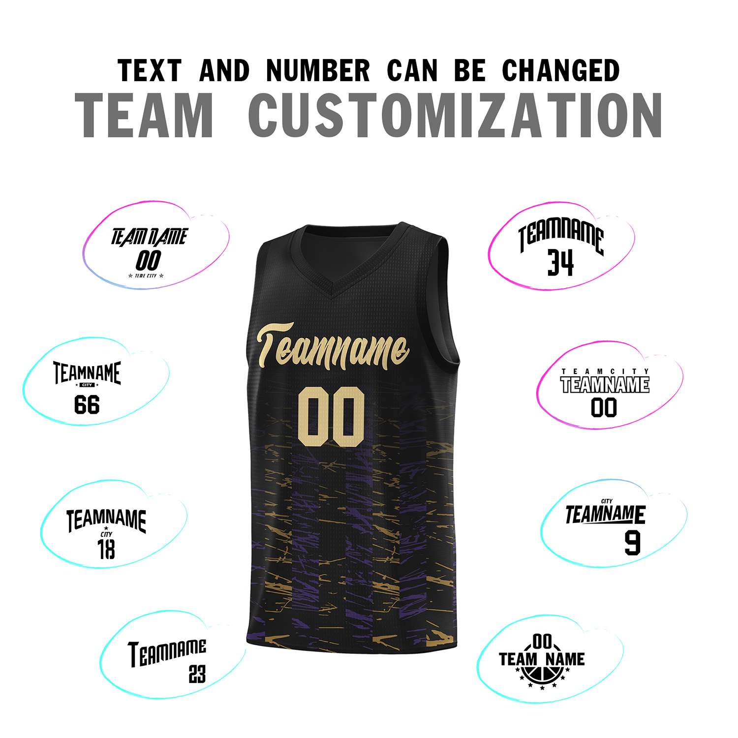 Custom Black Khaki Personalized Scratches Pattern Sports Uniform Basketball Jersey