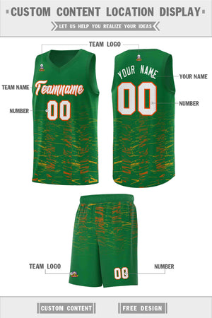 Custom Kelly Green White Personalized Scratches Pattern Sports Uniform Basketball Jersey