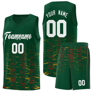 Custom Green White Personalized Scratches Pattern Sports Uniform Basketball Jersey