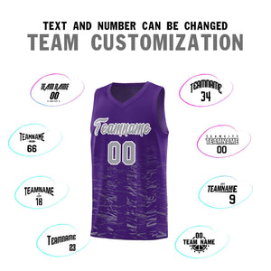 Custom Purple Gray Personalized Scratches Pattern Sports Uniform Basketball Jersey