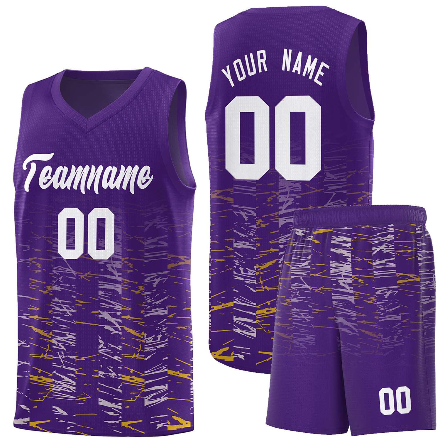 Custom Purple White Personalized Scratches Pattern Sports Uniform Basketball Jersey