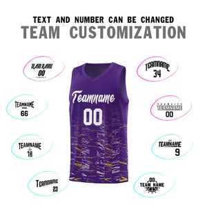 Custom Purple White Personalized Scratches Pattern Sports Uniform Basketball Jersey