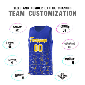 Custom Royal Gold Personalized Scratches Pattern Sports Uniform Basketball Jersey