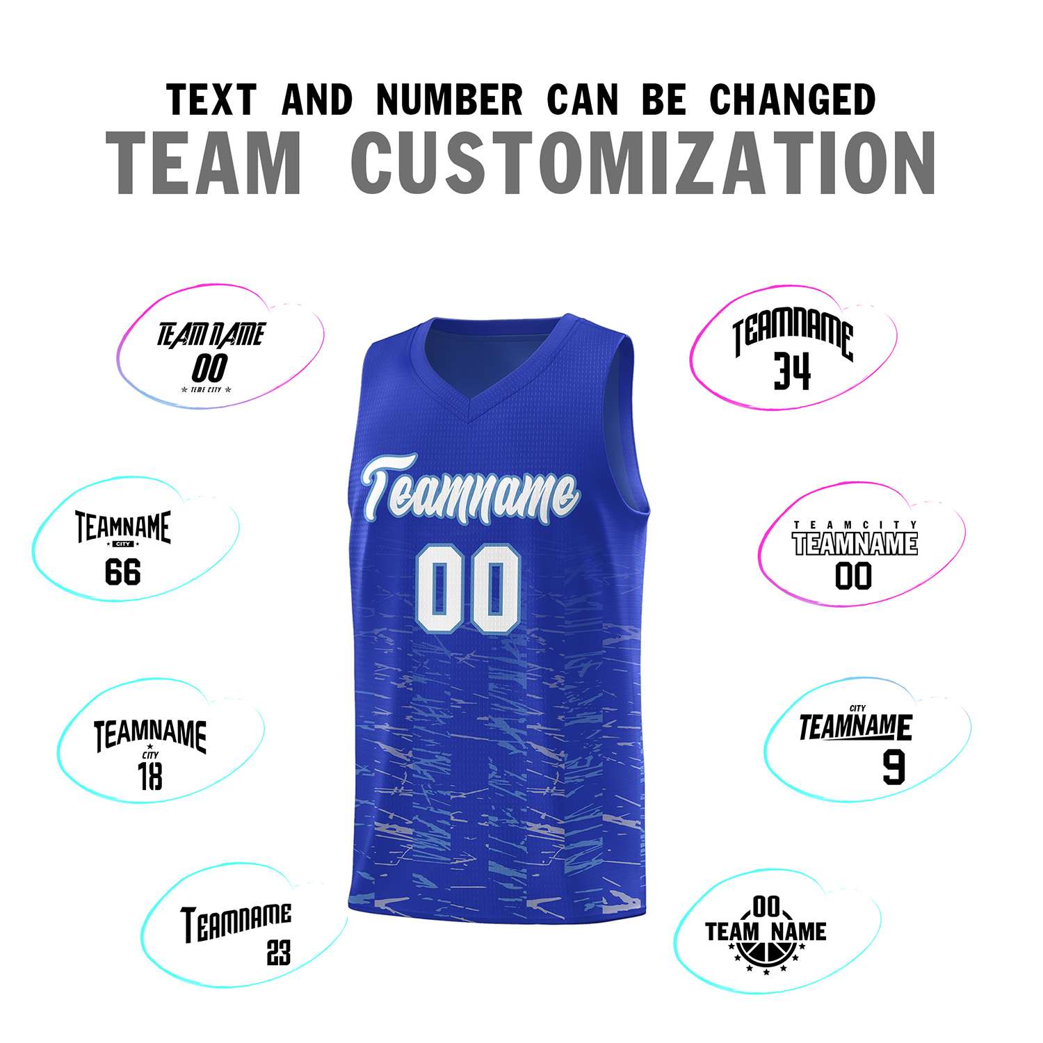 Custom Royal White Personalized Scratches Pattern Sports Uniform Basketball Jersey