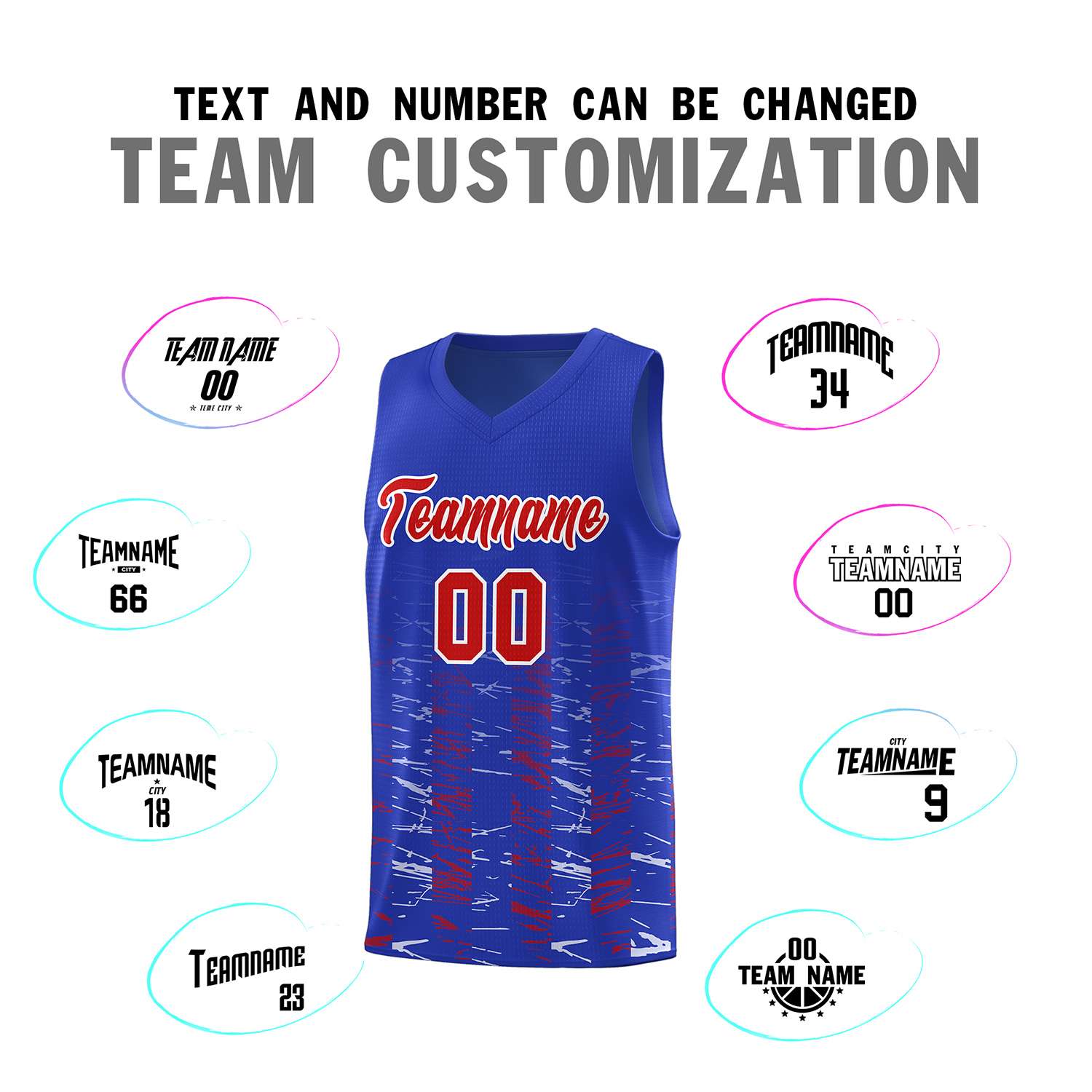 Custom Royal Red Personalized Scratches Pattern Sports Uniform Basketball Jersey