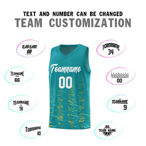 Custom Aqua White Personalized Scratches Pattern Sports Uniform Basketball Jersey