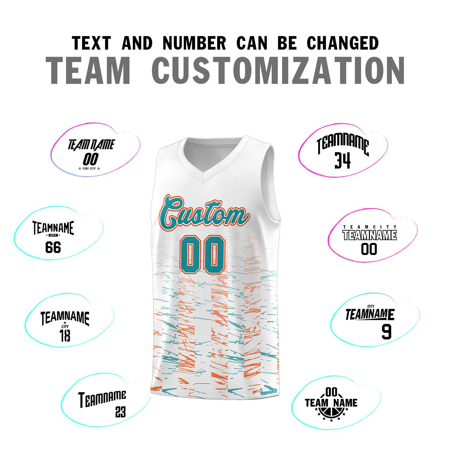 Custom White Aqua Personalized Scratches Pattern Sports Uniform Basketball Jersey